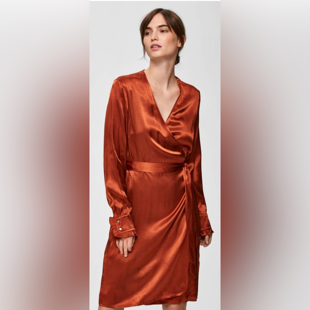 BNWT Selected satin wrap dress